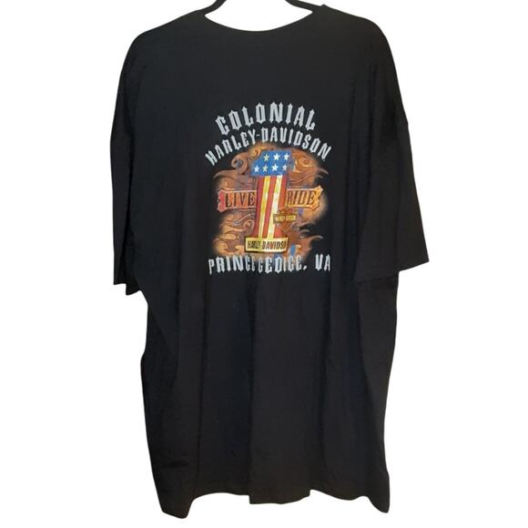 Colonial‎ Harley Davidson Eagle Prince George VA Black Graphic Size 3XL NWT - Picture 3 of 12